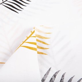 Biante Bavlnený záves Sandra SA-219 Zlaté a čierne palmové listy na bielom 150x230 cm