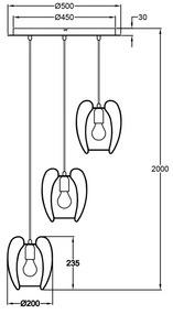 Fabas Luce 3677-47-225 - Luster na lanku CAMP 3xE27/40W/230V zlatá