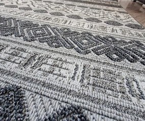 Sivý pruhovaný koberec v boho štýle Boho 881-S – moderný dizajn Rozmer: 160x220 cm