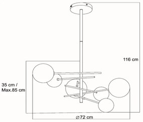 Lucide 46417/06/10 - LED Luster na tyči ALARA 6xG4/1,5W/230V zlatá
