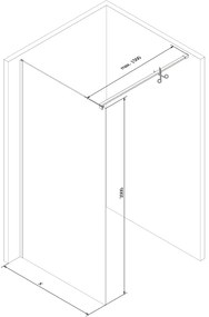 Mexen Kioto, Walk-In sprchová zástena 110 x 200 cm, 8mm sklo číre/biely vzor, biely profil, 800-110-101-20-97