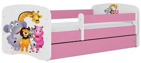 Detská Posteľ. Babydreams+Sz+M Ružová 80x160 Zoo
