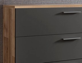 Zásuvková komoda Rivoli, dub/grafit