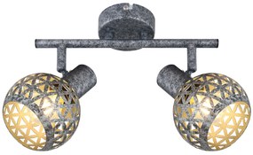 GLOBO Nástenné / stropné vintage bodové svietidlo LELA, 2xE14, 25W, sivé