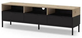 TV stolík v dekore duba v čierno-prírodnej farbe 180x55 cm Marion – Marckeric