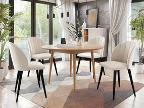 Okrúhly stôl Botiler FI 120 so 4 stoličkami ST100 04, Farby: natura, Potah: Magic Velvet 2216, Farby nožičiek stola: natura