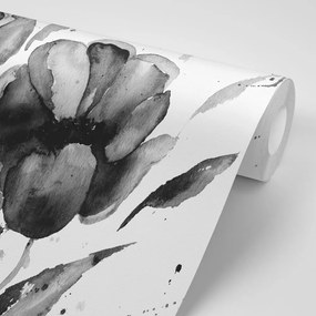Samolepiaca tapeta čiernobiele tulipány v zaujímavom prevedení - 450x300