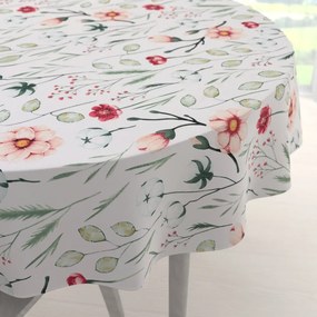 Biante Bavlnený okrúhly obrus Sandra SA-747 Lúčne kvety na bielom Ø 50 cm