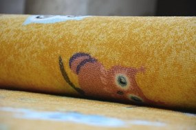 Detský kusový koberec LITTLE OWL žltý