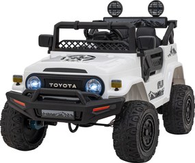 Ramiz Toyota FJ Cruiser pre deti biela + diaľkové ovládanie + pohon 4x4 + LED audio + EVA + pomalý štart