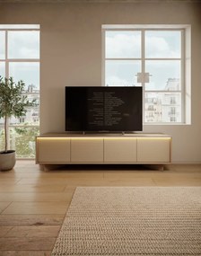 Široká TV skrinka Semi E 204 cm 4D LED cappuccino bolivar prírodný