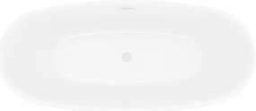 Mexen Luvo Slim, voľne stojaca vaňa 170 × 75 cm, biela lesklá, biely prepad, 52801707500-20