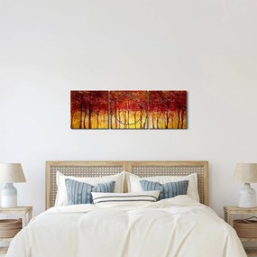 Obraz - Maľba listnatého lesa (s hodinami) (90x30 cm)