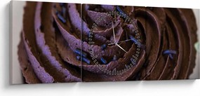 Obraz - Čokoládový Cupcake (s hodinami) (90x30 cm)