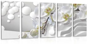 5-dielny obraz orchidea na abstraktnom pozadí