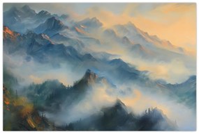 Obraz - Maľovaná horská krajina (90x60 cm)