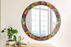 Okrúhle zrkadlo s potlačou Ručne maľované kvety fi 70 cm