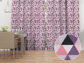 Biante Bavlnený záves Sandra SA-330 Ružovo-fialovo-čierne trojuholníčky 150x180 cm