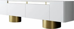 Televízny stolík Bohem v bielej a zlatej farbe