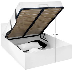 Tempo Kondela Posteľ s kovovým roštom a úložným priestorom, 140x200, biela, DOLI