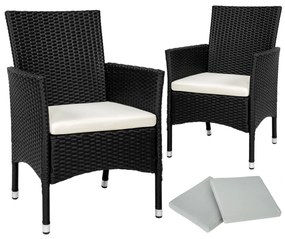 tectake 404549 2 záhradné stoličky ratanové vr. 4 povlakov - čierna / béžová