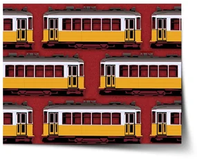 Sablio Plagát Lisabonské historické električky Červený Pattern - 60x40 cm