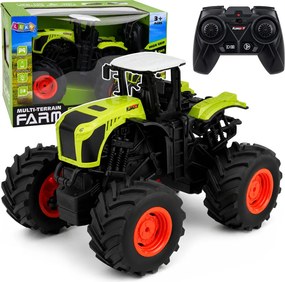 LEAN Toys Vysoký poľnohospodársky traktor s diaľkovým ovládaním RC, zelený, svetlá a zvuky, mierka 1:16