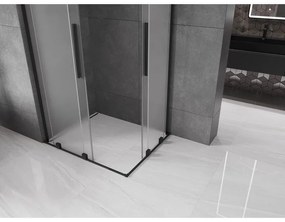 Mexen Velar L Duo, sprchový kút s posuvnými dverami 90 x 80 cm, 8mm sklo námraza, čierna matná, 871-090-080-02-33-70