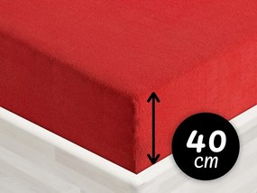 Froté napínacie prestieradlo na extra vysoký matrac FR-007 Sýto červené 100 x 200 - výška 40 cm