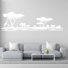 Veselá Stena Samolepka na stenu na stenu Africké safari Farba: biela, Veľkosť: 80 x 26 cm