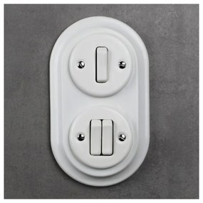 Elhard Veľký okrúhly keramický dvojitý rámček, biely KV3002W