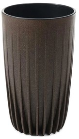 PLASTOVÝ KVETINÁČ STRIPPED ECO SADA 2KS 42X25 CM+ 51X30 CM TMAVOHNEDÁ