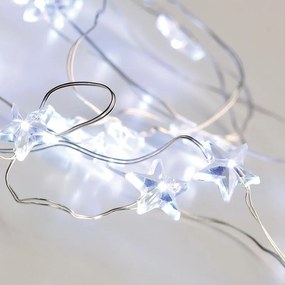 ACA Lighting LED dekoračná girlanda - biele hviezdičky, studená biela farba, 200 cm, IP20, 2x batéria AA