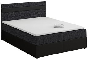 Manželská posteľ Boxspring 160x200 cm Mimosa melirovaná čierna + čierna) (s roštom a matracom). Akcia -20%. Vlastná spoľahlivá doprava až k Vám domov. 1007810