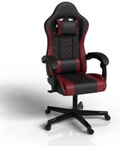 Ergonomická herná stolička, čierna/červená, vankúšiky,