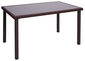 Záhradný stôl HWC-G19, polyratan,120x75cm - hnedá