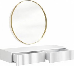 Závesný toaletný stolík Nicole so zrkadlom 80 cm - biely mat