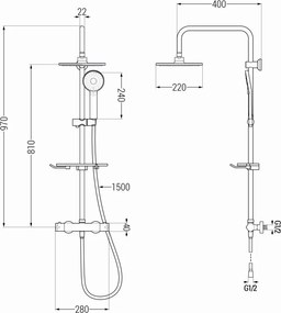Mexen KT40 sprchový set s termostatickou batériou Kai, biela, 771504093-20