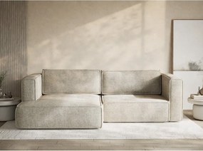 Béžová ženilková rozkladacia/s úložným priestorom rohová pohovka (ľavý roh/s leňoškou) Velto – Maison de Rêve