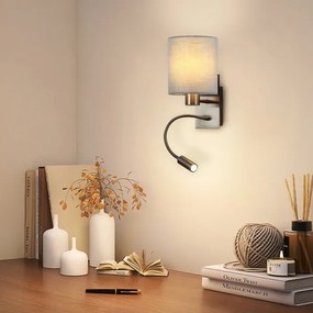 Brilagi - LED Flexibilná nástenná lampa NUBILA 1xE27/25W/230V + LED/3W matný chróm/šedá