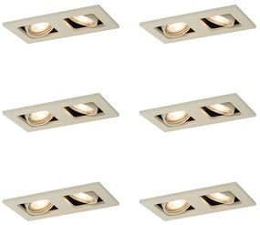 Sada 6 moderných zapustených bodových svetiel béžová GU10 50 mm nastaviteľné 2-svetlá - Qure