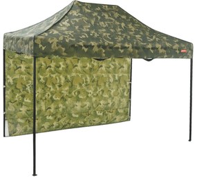 Rýchlorozkladací nožnicový stan 2x3m - oceľový, 1 bočná plachta, Maskáčová