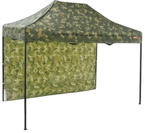 Rýchlorozkladací nožnicový stan 2x3m - oceľový, 1 bočná plachta, Maskáčová