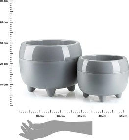 PLASTOVÝ KVETINÁČ BOTANICA SADA 2KS 30X24 CM+23X18,5 CM SIVÁ