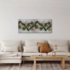 Obraz - Zlato-zelené tropické listy (120x50 cm)