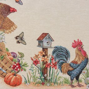 GOBELÍNOVÝ OBRUS FOWL 100X100 CM VZOROVANÁ