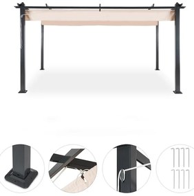 Pantheon, pergola, prístrešok, 3 x 4 m, hliník, strieška proti slnku, polyester, béžová