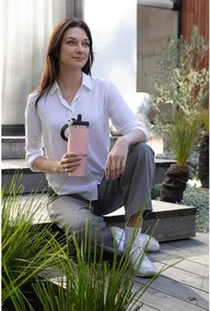 Sivá cestovná fľaša z nehrdzavejúcej ocele 1 l Eco – Ladelle