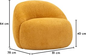 Kreslo z textílie buklé v horčicovej farbe Ginerva – Mauro Ferretti