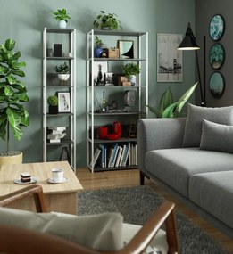 Regál LOFT 80 cm bílý/šedý